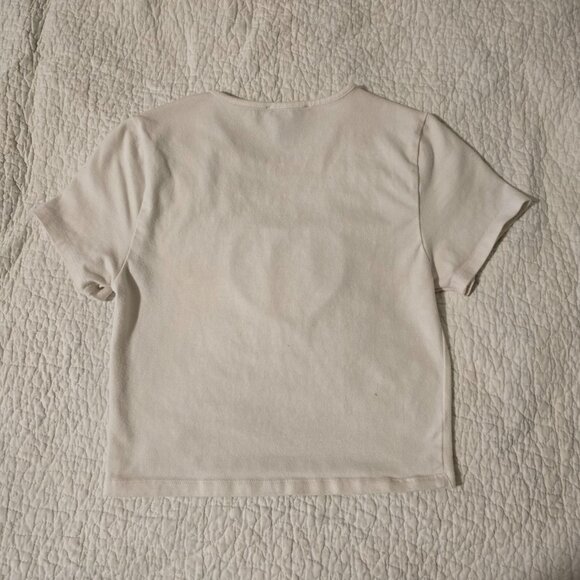 Forever 21 Denim Heart Patch Baby Tee Size Small Soft Girl - Picture 2 of 4